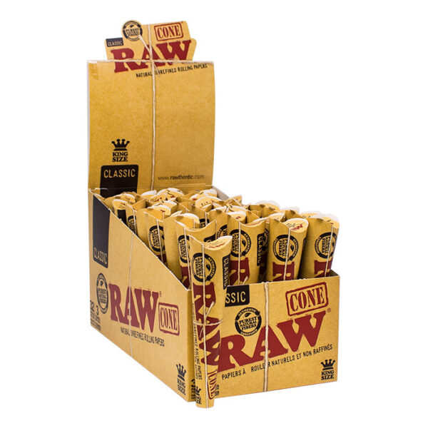 RAW Cones Classic King Size | 32 Packs | Natural Pre Rolled Rolling Paper with Tips | 3 Cones per Pack