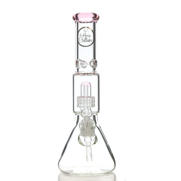 TM-234 PINK 14 INCH  BEAKER BONG WITH DONUT PERCULATOR
