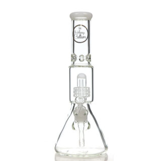 TM-234 WHITE 14 INCH  BEAKER BONG WITH DONUT PERCULATOR