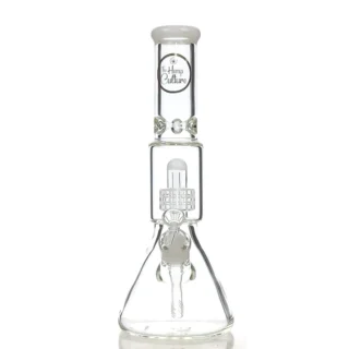 white 14 inch beaker bong with donut perculator