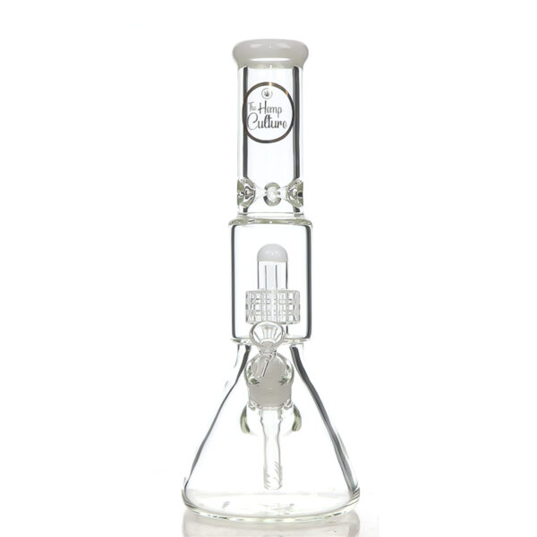 TM-234 WHITE 14 INCH  BEAKER BONG WITH DONUT PERCULATOR