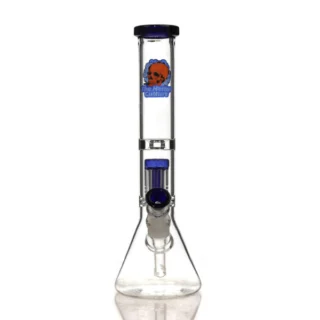 blue 12 inch beaker with tree perc