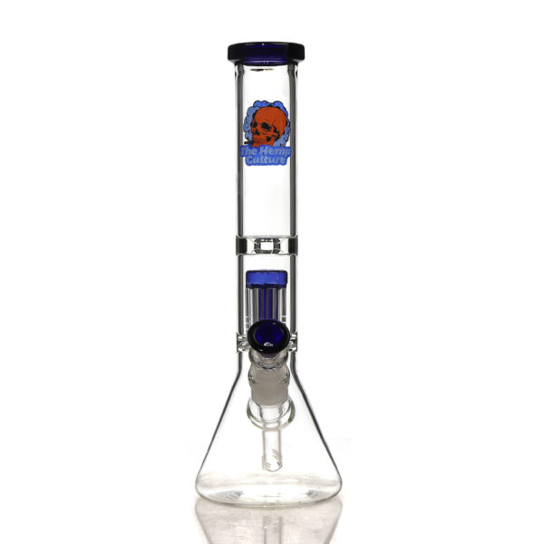 blue 12 inch beaker with tree perc