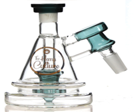 TM-454 The Pyramid - 14mm Mini Bubbler Ash Catcher - TEAL